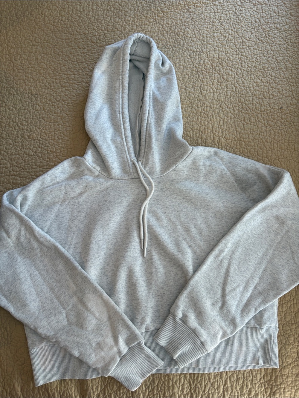 Women's Light Gray Pullover Hoodie with Drawstring